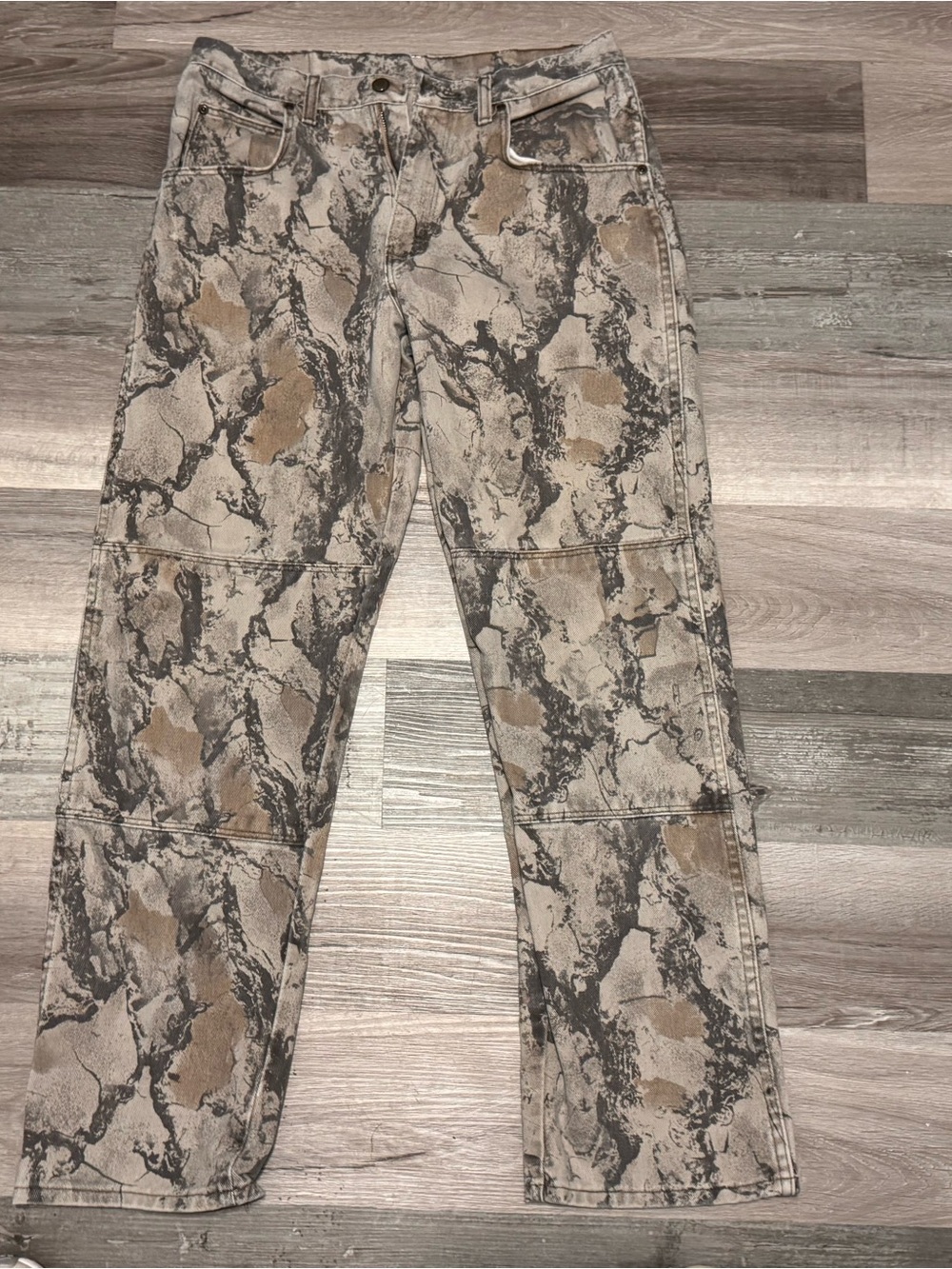 Men's Cargo Pants in Beige Gray Marble Print